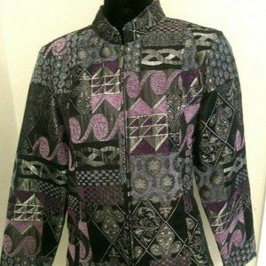 Dress Barn Size Medium Zipper Jacket  Black purple